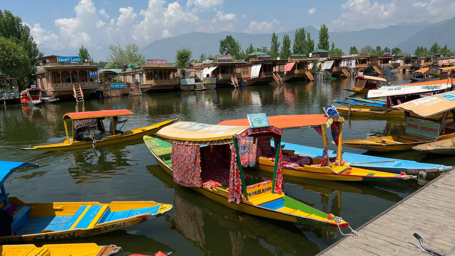 Shikaras and houseboats on Dal Lake, Srinagar