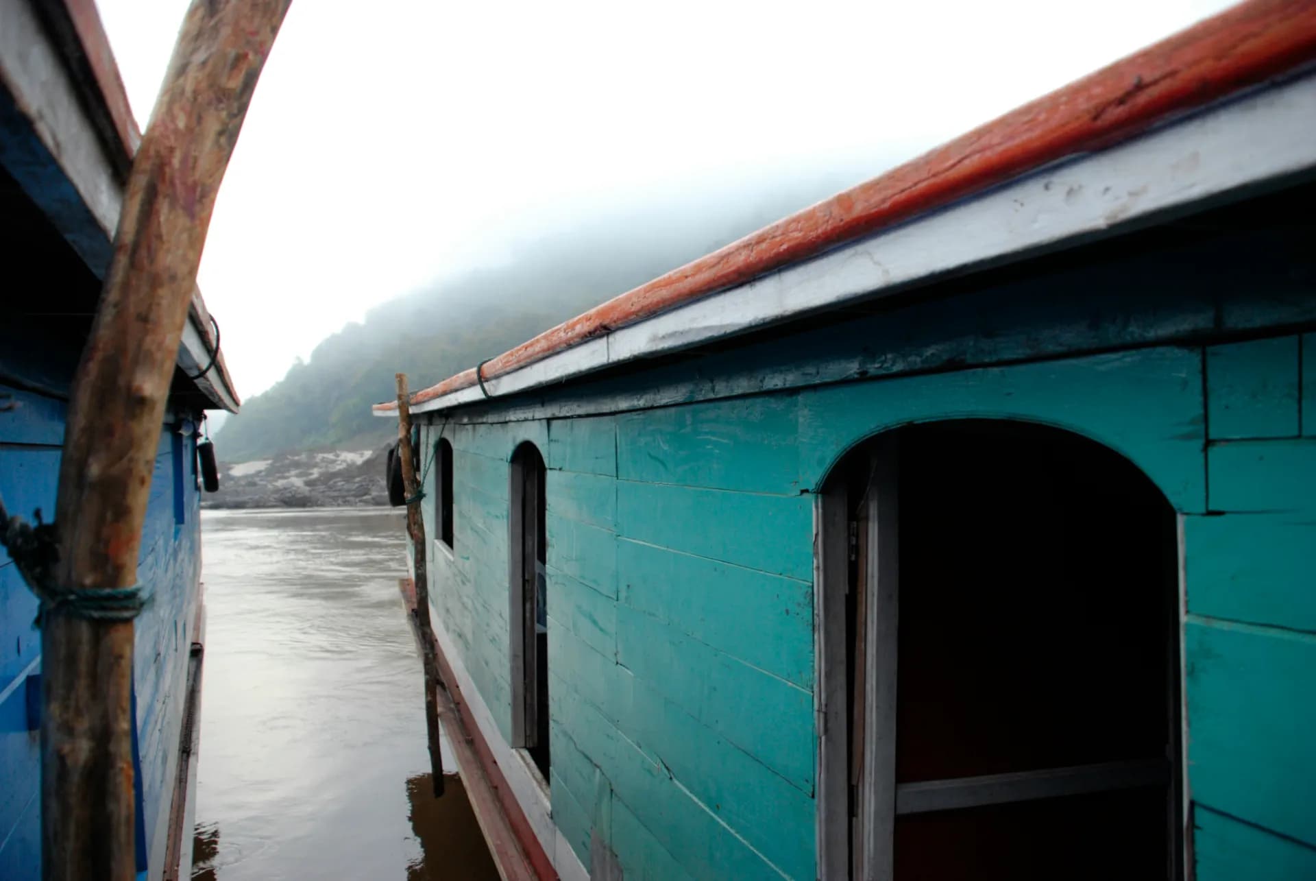 Traditional Kashmiri houseboat interior