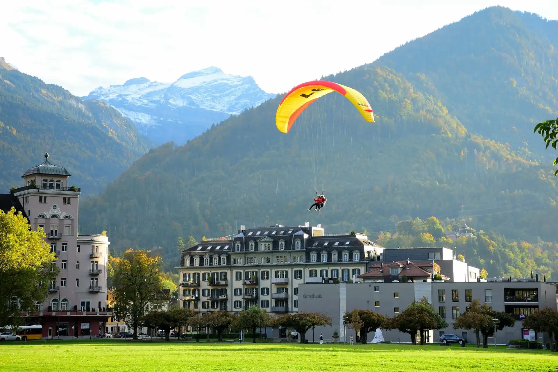 Paragliding over interlaken