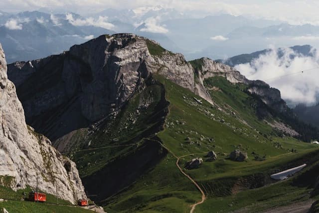 round trip of Mt Pilatus in red bus