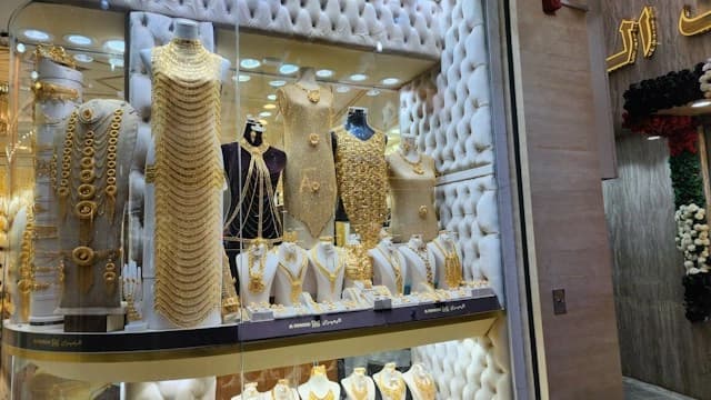 The Gold Souk windows stacked with chains