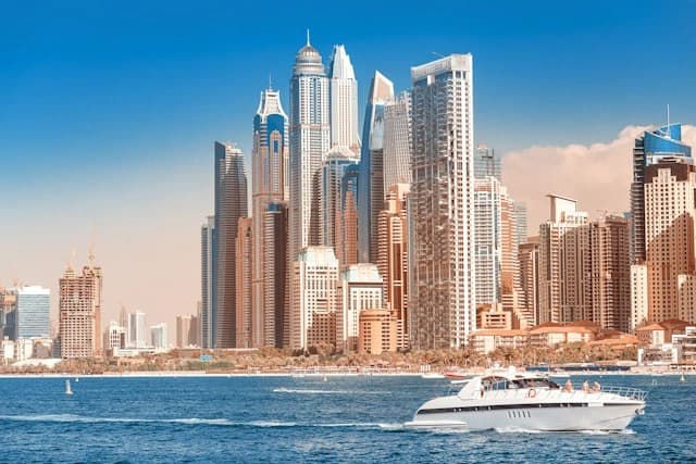 Dubai Marina cruise at dusk