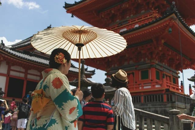 a women with umbrella in Tokyo cultural