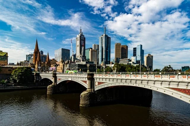 Melbourne Southbank river skyline
